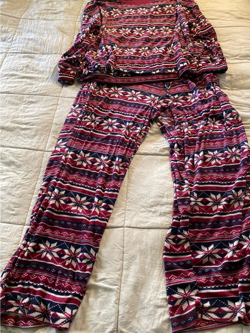 Nautica Red & Navy Fair Isle Knit Pullover